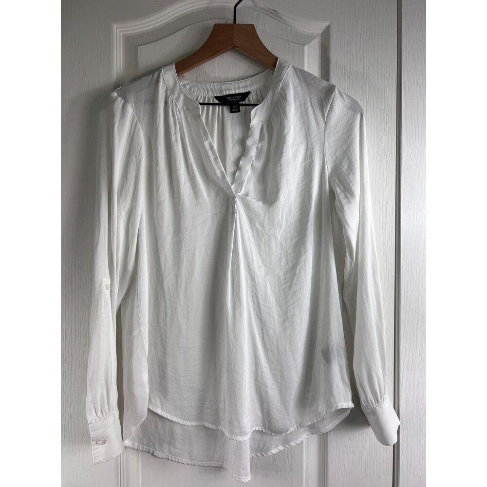 Simply Vera Vera Wang Women's White Long Sleeve Blouse Polyester Size XS